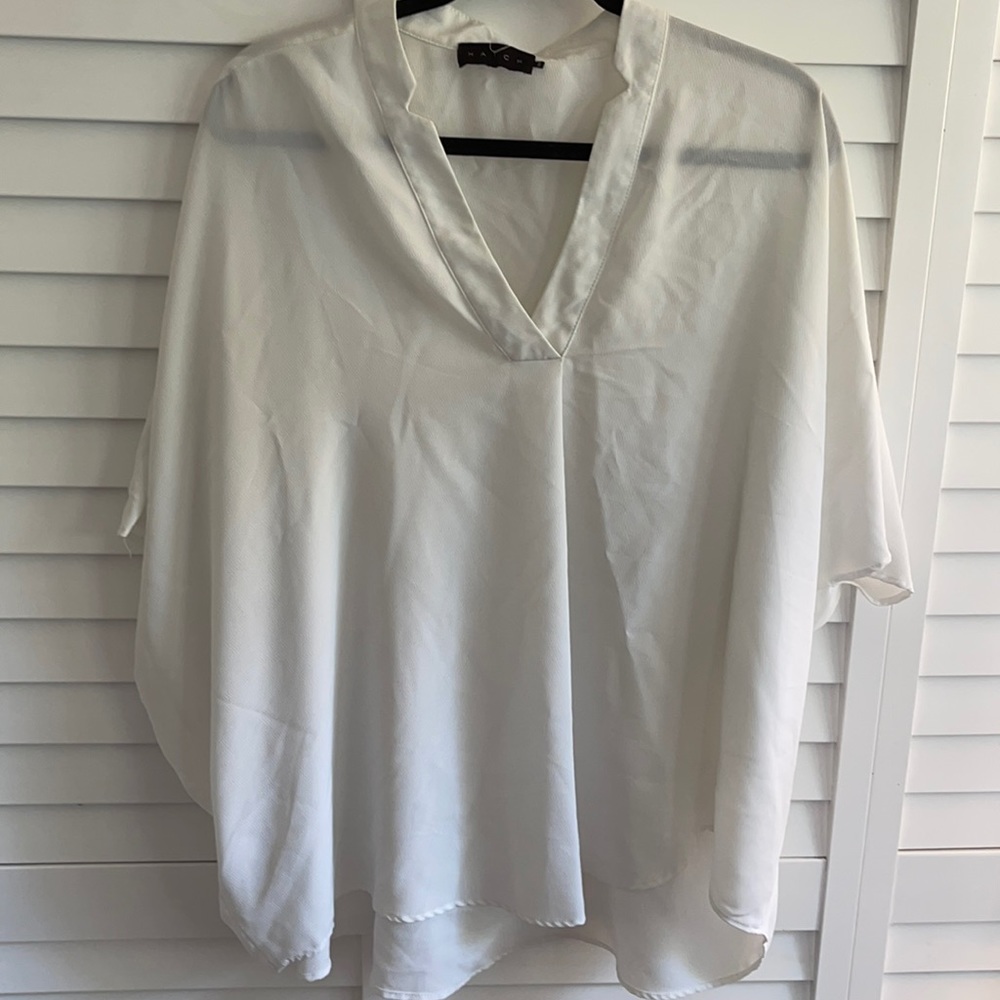 Hatch collection notched blouse white